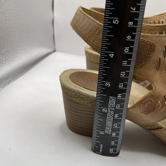 Josef Seibel Sunny Sandal Womens 39 US 8.5 Brown Leather High Heel Cutout - Picture 9 of 9
